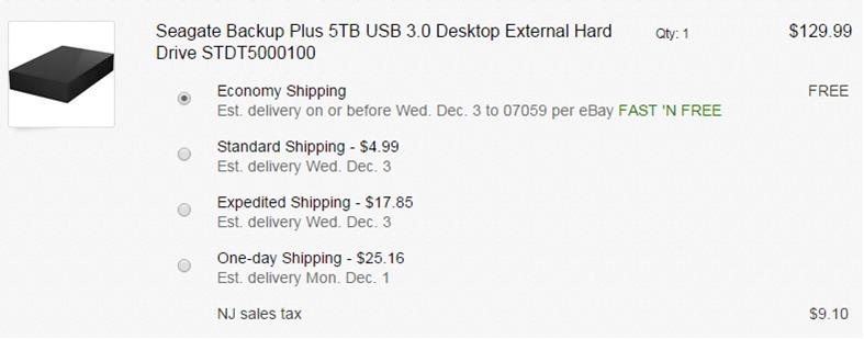 Shipping Options on ebay